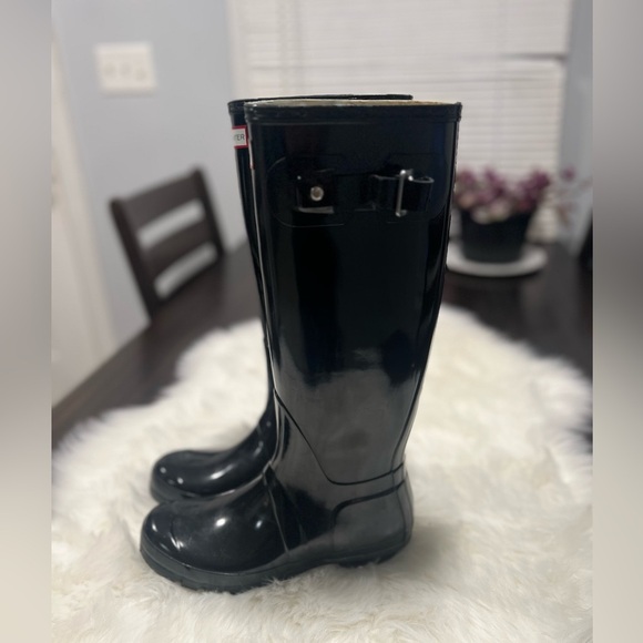 Hunter classic tall rubber boots black EUC size 6 medium or 7 narrow - Picture 4 of 9